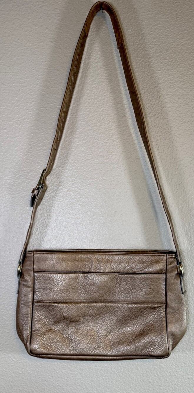 Vtg SAS Purse Metallic Pebbled Leather Shoulder Bag